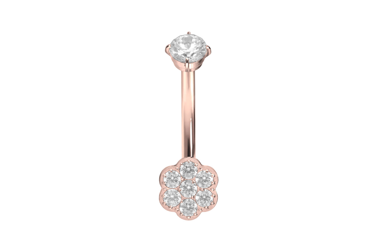 Titan Bananabell Piercing mit Innnegewinde KRISTALLBLUME